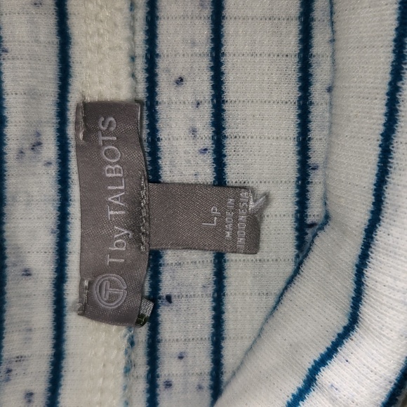 T by Talbots Blue Striped Side Snap Turtleneck Long Sleeve Pull Over Tunic SZ LP - Picture 13 of 16